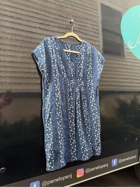 Blue Embroidered Women’s Tunic Dress